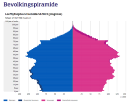 Bron: CBS, de bevolkingspiramide in Nederland in 2023.