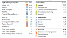 Bron: Morningstar, de top 10 en sectorverdeling van de VanEck AEX ETF