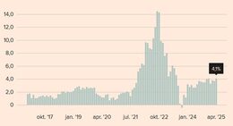 Jaarmutatie consumentenprijsindex. Bron: FD en CBS